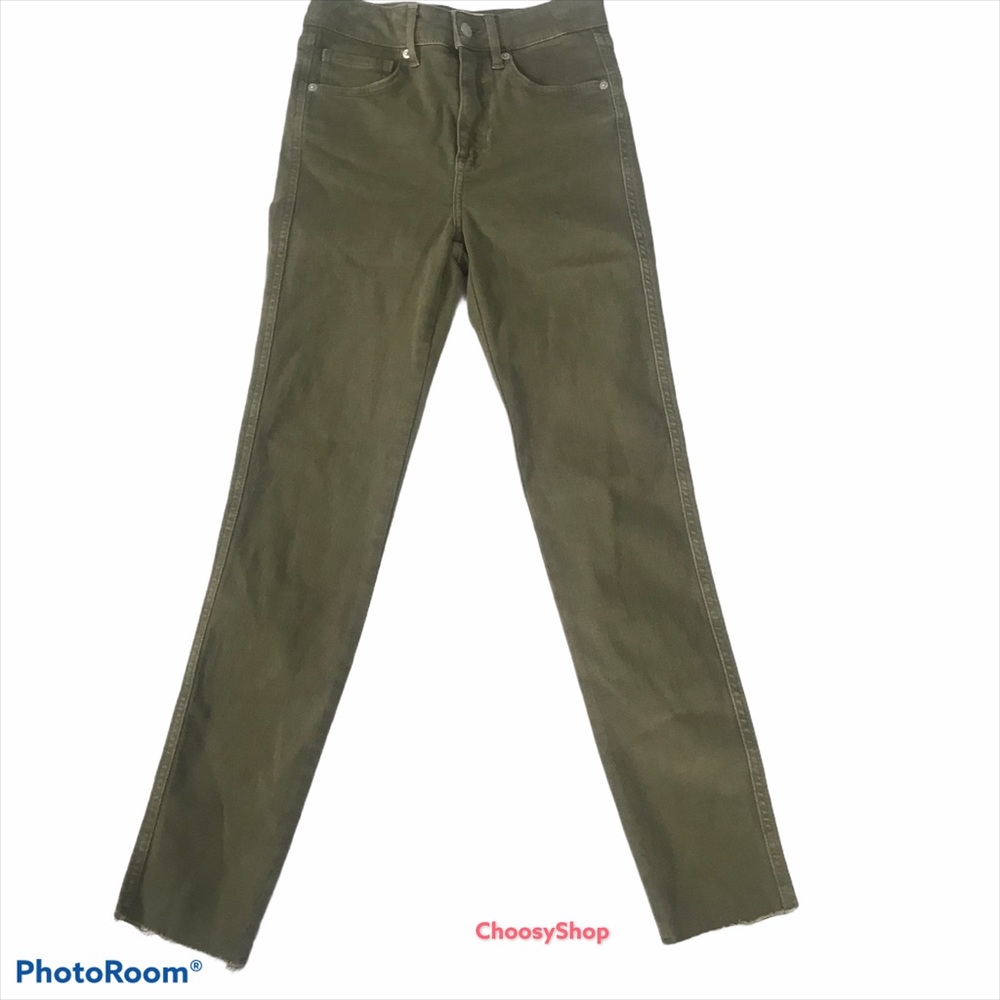 WE THE FREE RAW HEM Jeans High Waisted Skinny Olive Green Jeans Size 26